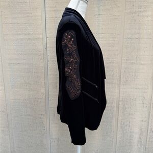 Ruff Hewn Embroidered Stretch Velvet Black Jacket